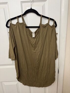 mts Olive Cold-Shoulder Tunic with Double Straps